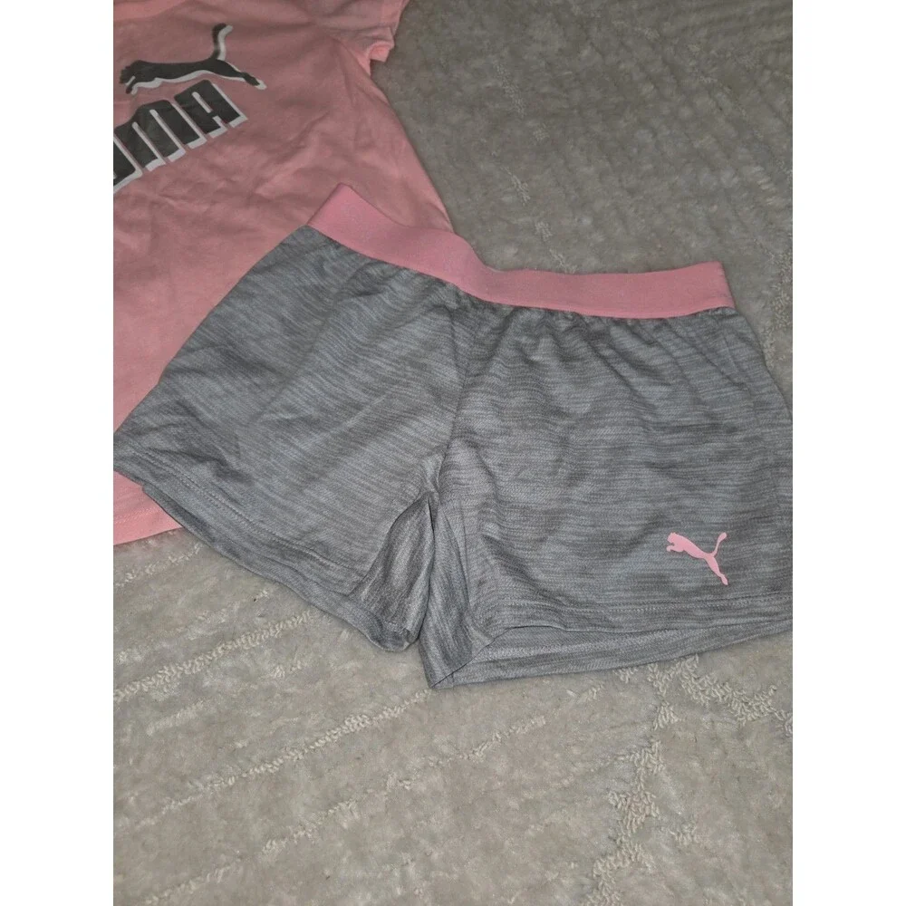 NWOT Girls Size 8 Puma Pink and grey Tee and Shorts 2 Pcs Set B20 - Picture 3 of 6